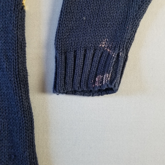 VTG navy & gold mock turtleneck knit pullover sweater - Picture 6 of 6